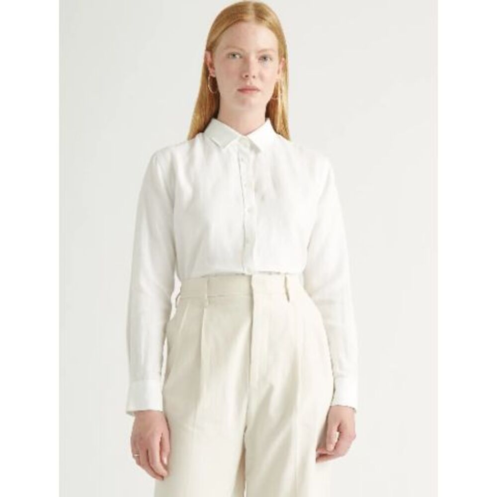 Quince 100% European Linen Long Sleeve Shirt White S